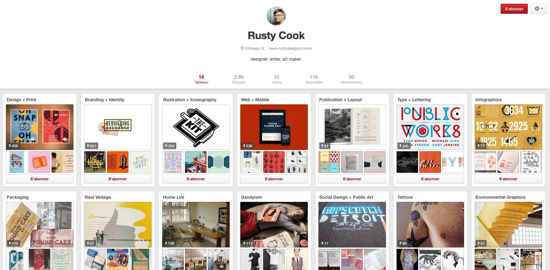 Rusty Cook - Un des Comptes Pinterest sélectionné par Creads