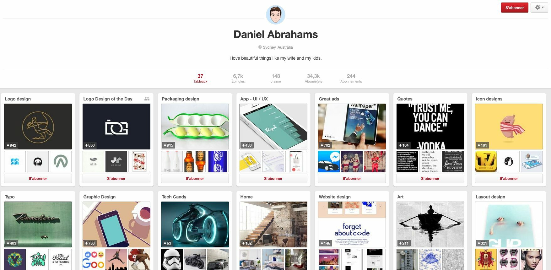 Daniel Abrahams - Un des Comptes Pinterest sélectionné par Creads