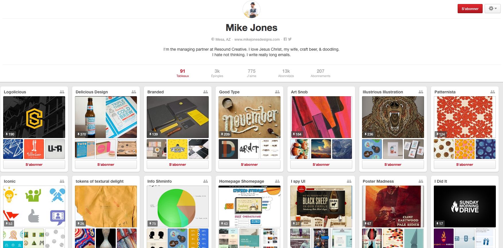 Mike Jones - Un des Comptes Pinterest sélectionné par Creads