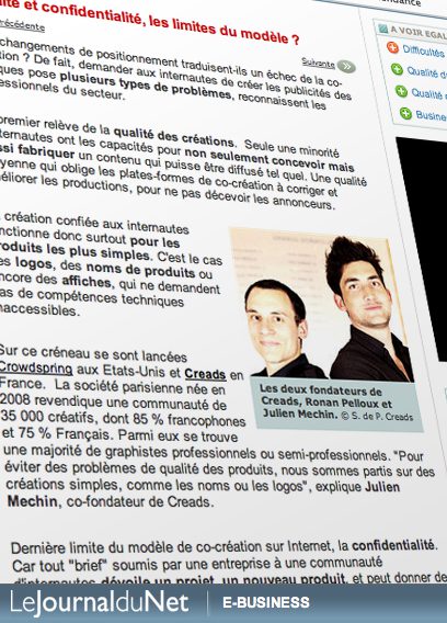 Creads dans Le Journal du Net !