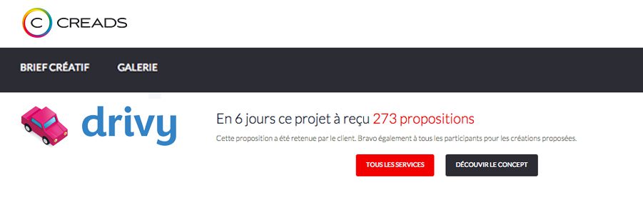 Creation nom - voiturelib devient Drivy - Concours sur Creads