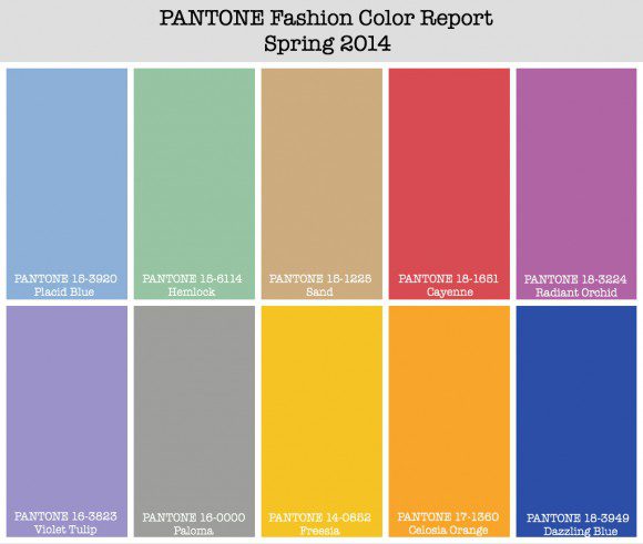 Le nuancier Pantone de l'été 2014 qavec la couleur Radiant Orchid