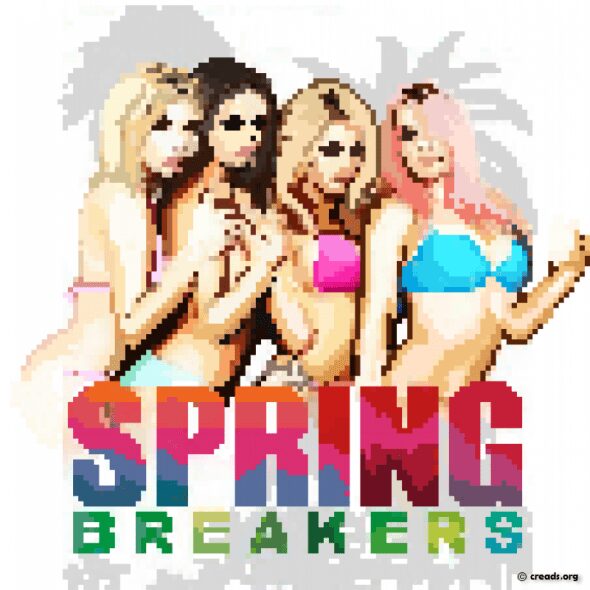 Affiche film Spring Breakers en pixel art
