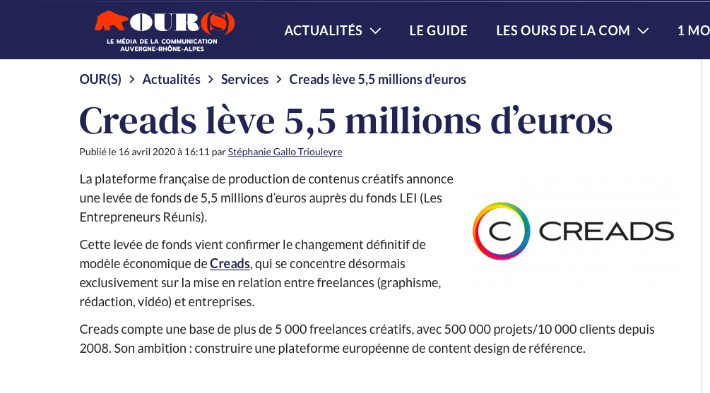 capture d écran creads