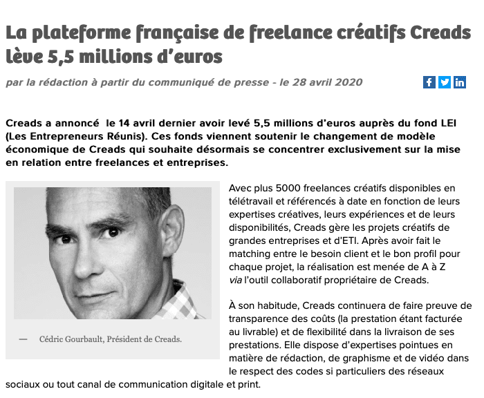 capture d écran creads
